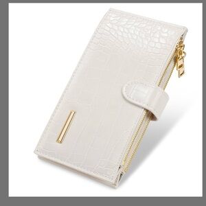 Elegant White Croc-Embossed Wallet